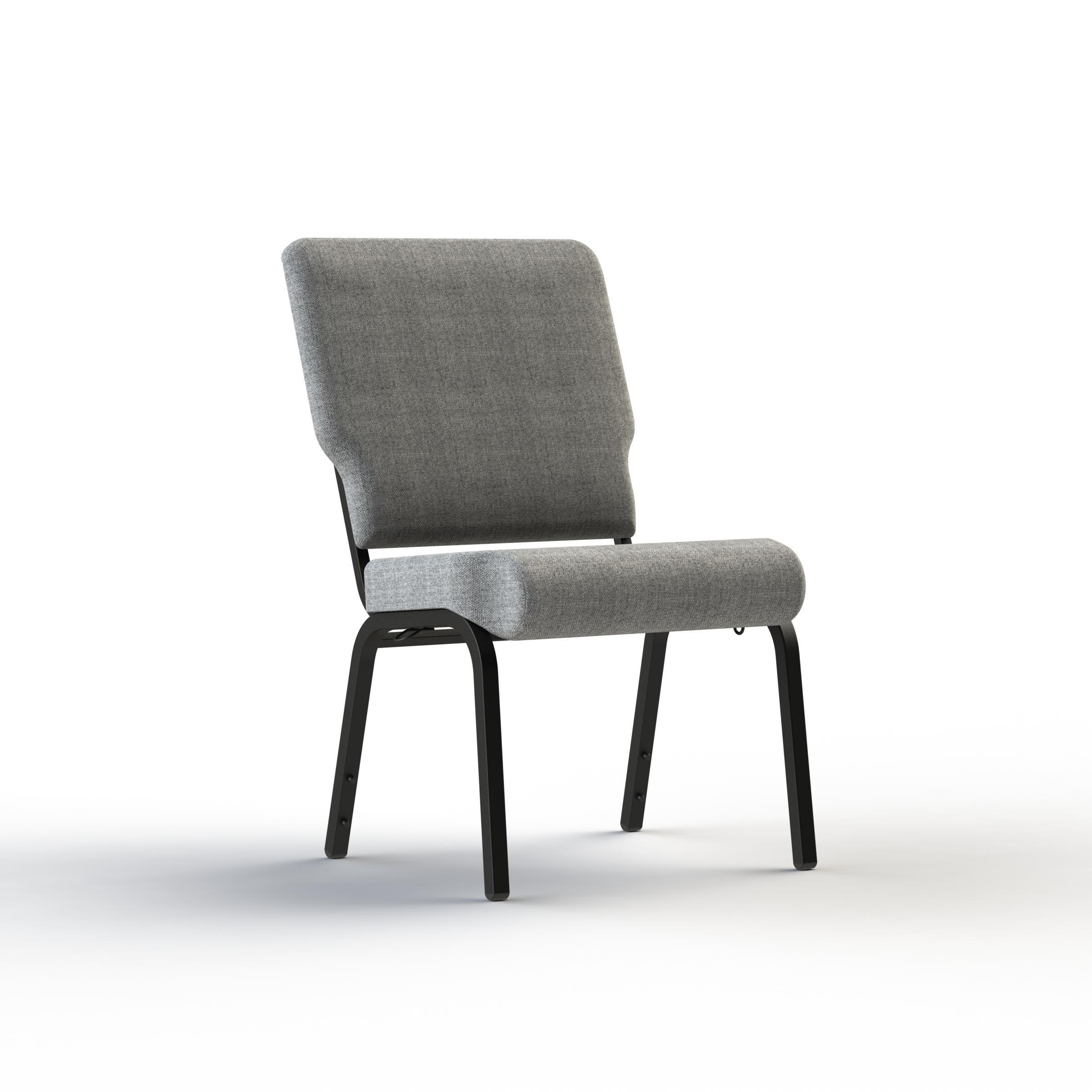 Celebration Church Chair shown from the side front with textured black frame